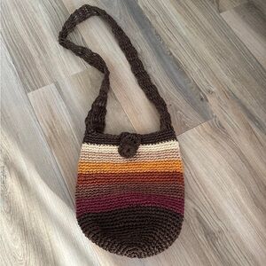 SOLD — Handcrafted Multicolor Crochet style Shoulder Bag